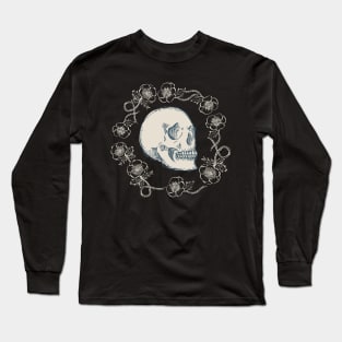 Skull and Flowers {Bone} Long Sleeve T-Shirt